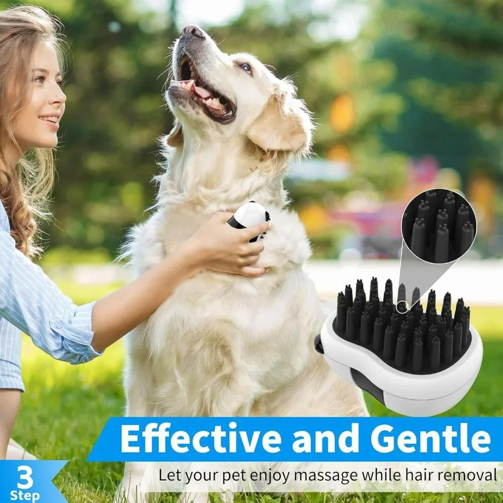3-in-1 Dog Grooming Brush | Adjustable Handle Shampoo Brush & Scrubber for Short